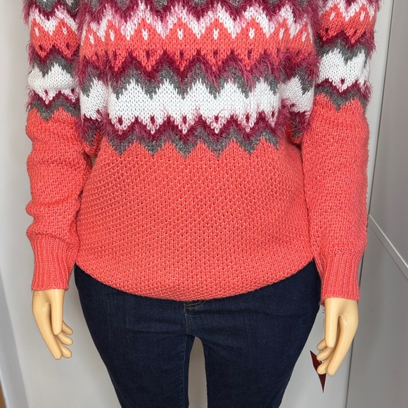 Mossimo Coral & Berry Fair Isle Sweater – Women’s Small - Picture 5 of 14
